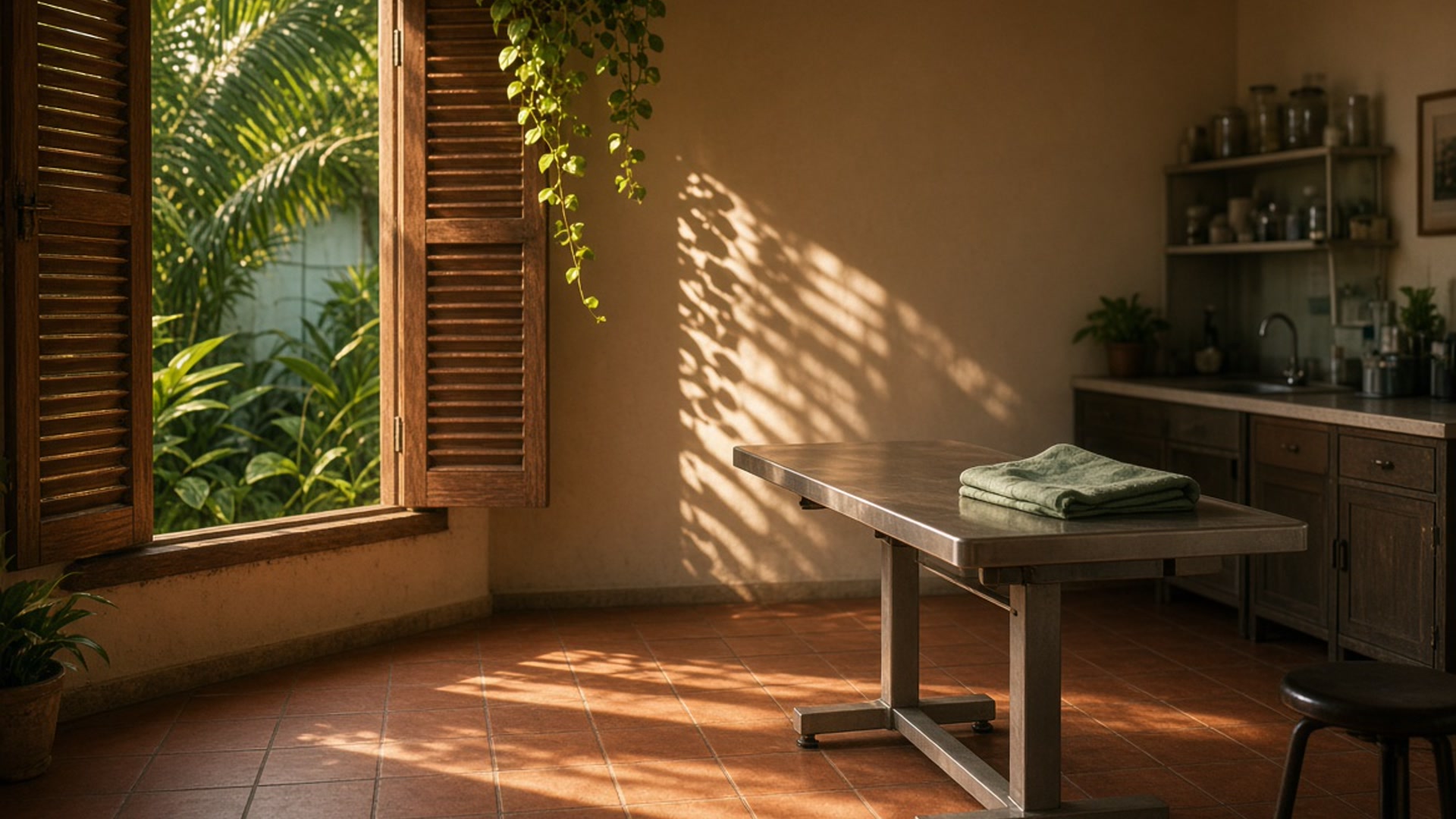 Sala de consulta con luz de tarde